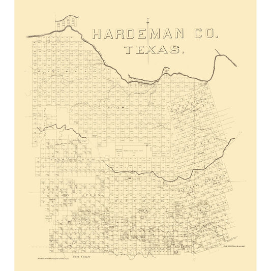 Historic County Map - Hardeman County Texas - General Land Office 1880 - 23 x 25.75 - Vintage Wall Art
