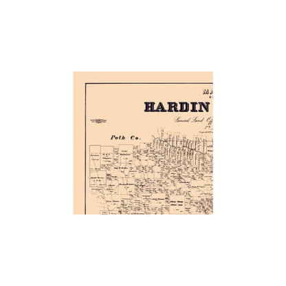 Historic County Map - Hardin County Texas - Baker 1895 - 23 x 23.54 - Vintage Wall Art