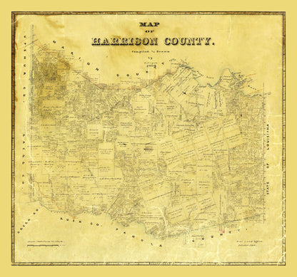 Historic County Map - Harrison County Texas - Meyer 1880 - 24.59 x 23 - Vintage Wall Art