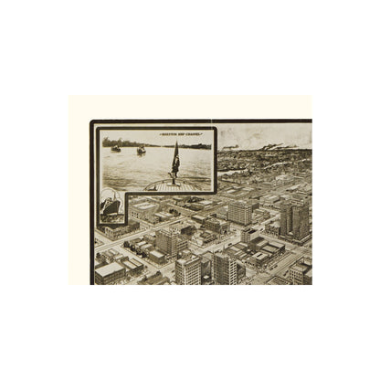 Historic Panoramic View - Houston Texas - Hopkins 1912 - Vintage Wall Art