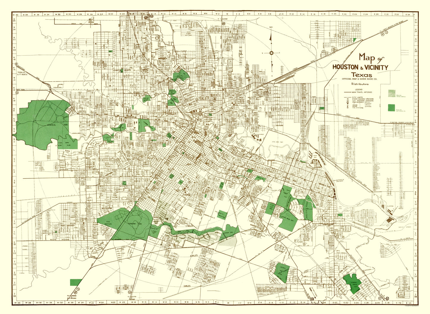 Historic City Map - Houston Texas - Evans 1937 - 23 x 31.46 - Vintage Wall Art