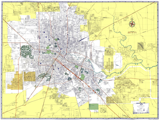 Historic City Map - Houston Texas - Ashburn 1950 - 23 x 30.57 - Vintage Wall Art