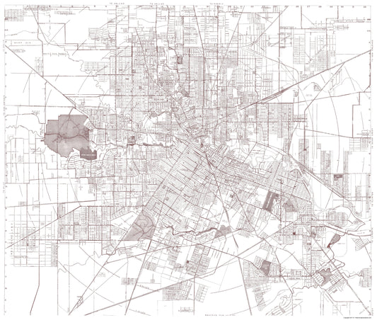 Historic City Map - Houston Texas - Bracey 1945 - 23 x 27.10 - Vintage Wall Art