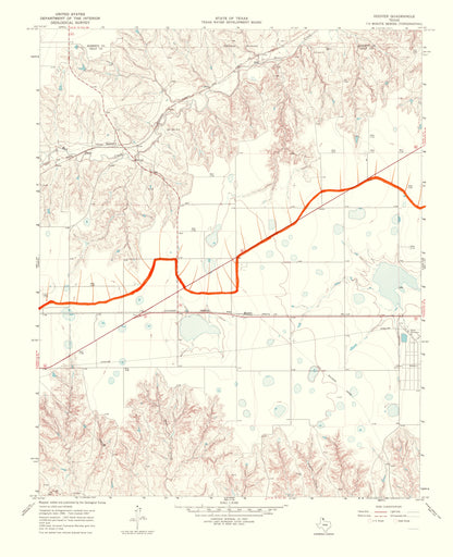 Topographical Map - Hoover Texas Quad - USGS 1969 - 23 x 28.29 - Vintage Wall Art