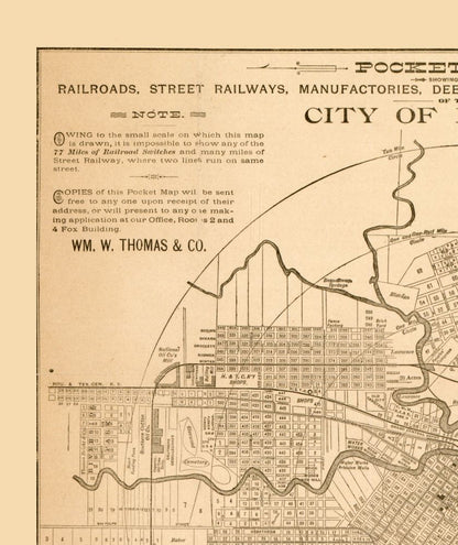 Historic City Map - Houston Texas - Thomas 1890 - 23 x 27.35 - Vintage Wall Art