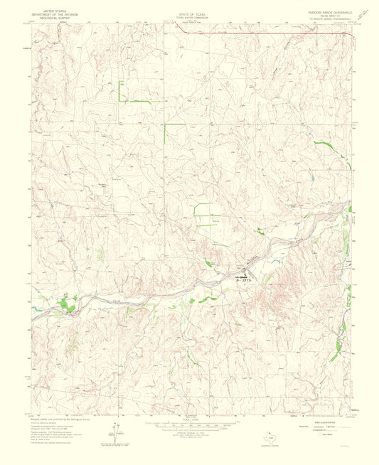 Topographical Map - Hudgens Ranch Texas Quad - USGS 1965 - 23 x 28.22 - Vintage Wall Art