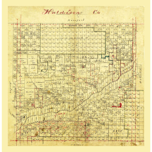 Historic County Map - Hutchinson County Texas - General Land Office - Vintage Wall Art
