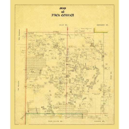 Historic County Map - Jack County Texas - 1868 - 23 x 27.35 - Vintage Wall Art