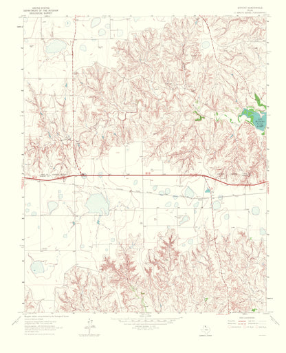 Topographical Map - Jericho Texas Quad - USGS 1967 - 23 x 28.33 - Vintage Wall Art