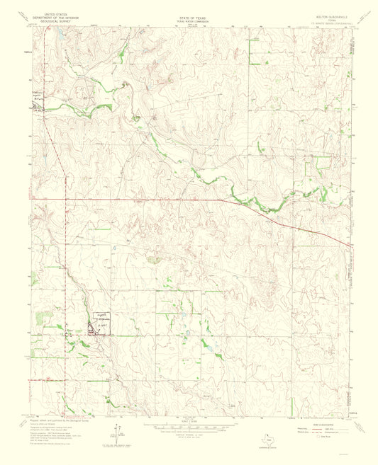 Topographical Map - Kelton Texas Quad - USGS 1965 - 23 x 28.37 - Vintage Wall Art