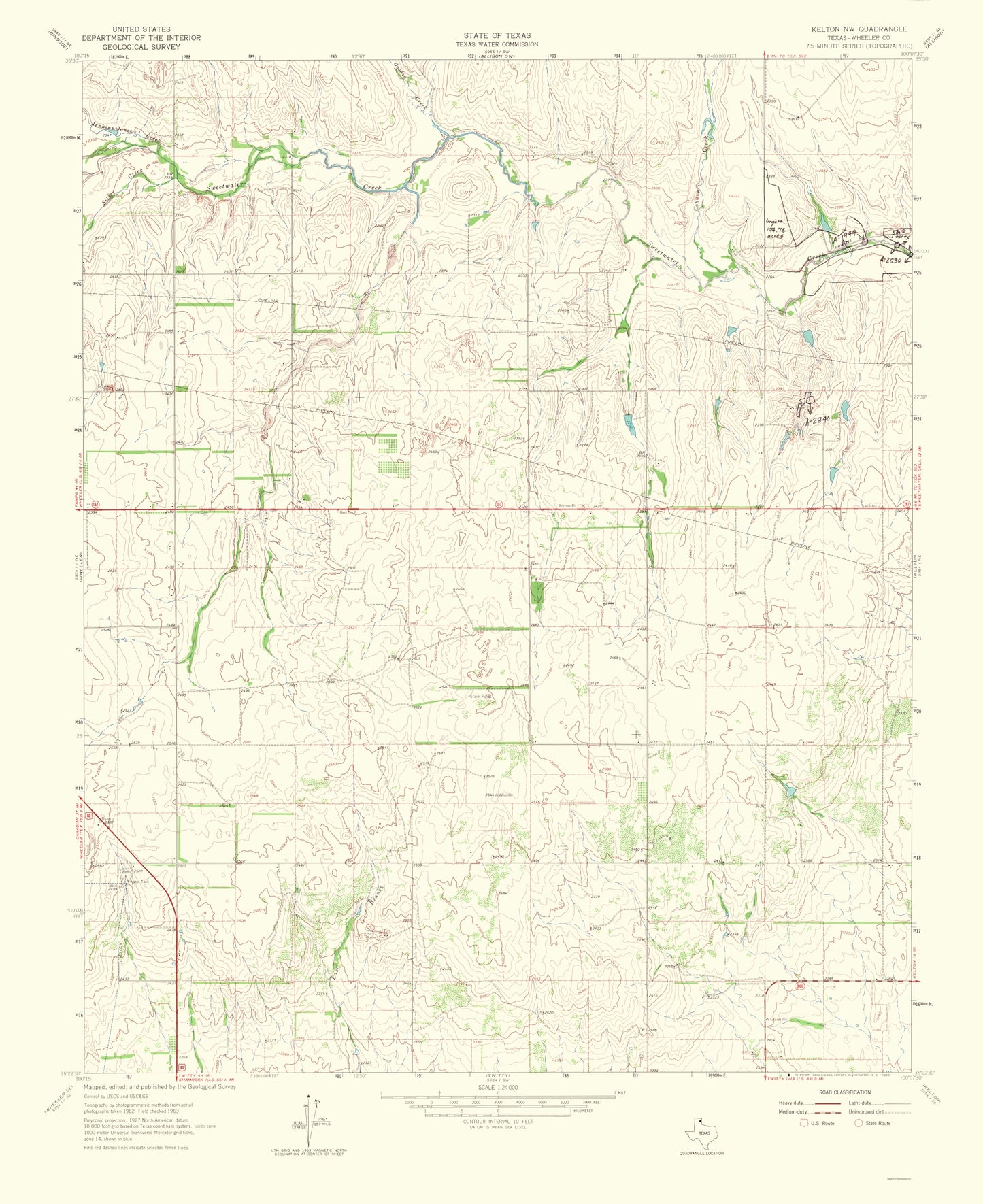 Topographical Map - Kelton Texas Northwest Quad - USGS 1965 - 23 x 28.18 - Vintage Wall Art