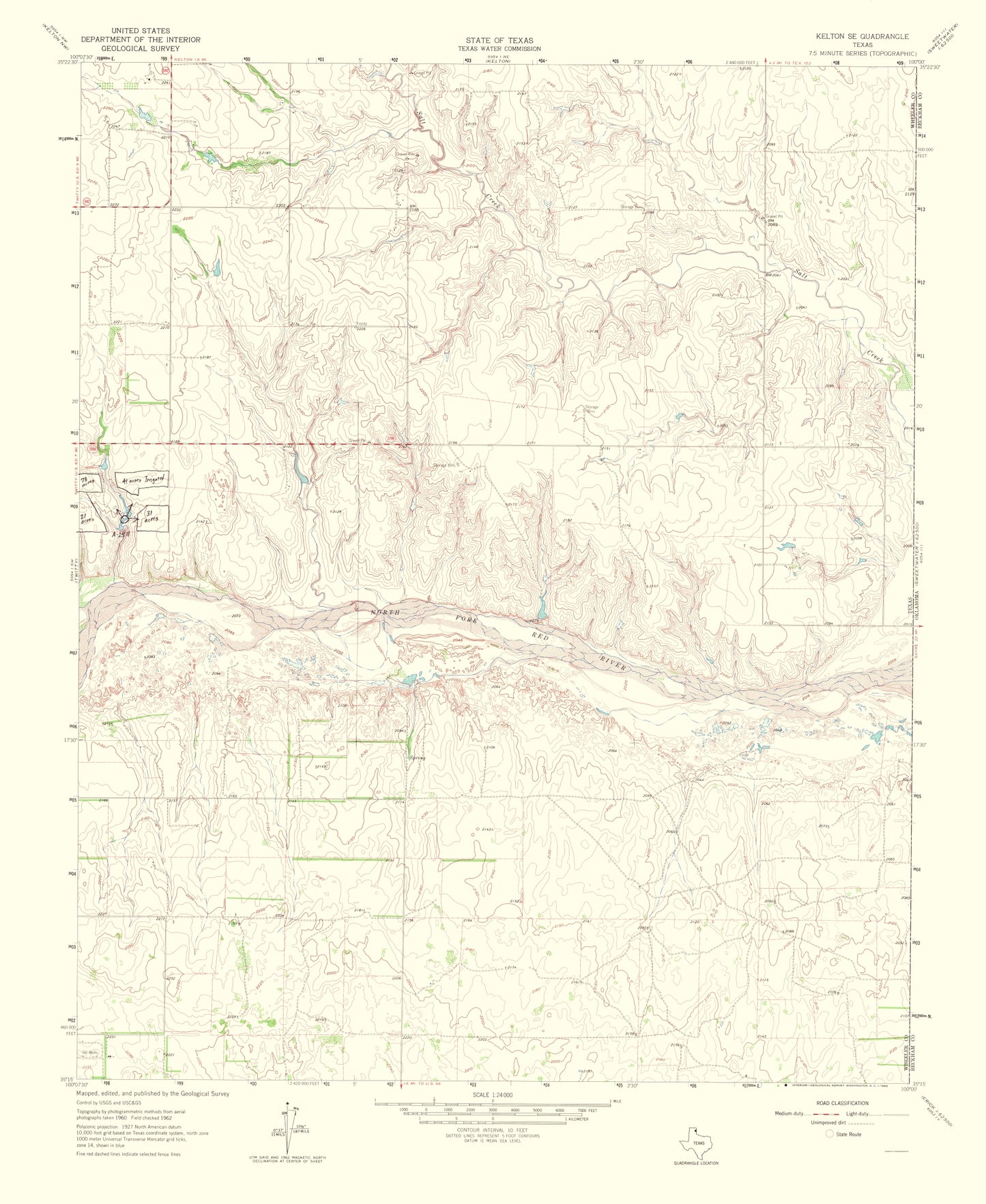 Topographical Map - Kelton Texas Southeast Quad - USGS 1965 - 23 x 28.09 - Vintage Wall Art