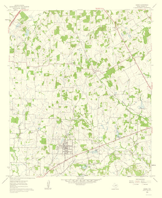 Topographical Map - Keene Texas Quad - USGS 1963 - 23 x 28.11 - Vintage Wall Art