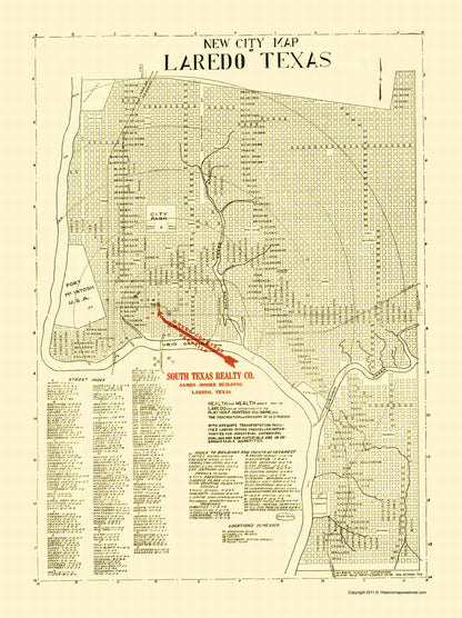 Historic City Map - Laredo Texas - Alamo Blue Print 1930 - 23 x 30.71 - Vintage Wall Art