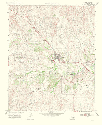 Topographical Map - Lefors Texas Quad - USGS 1969 - 23 x 28.10 - Vintage Wall Art