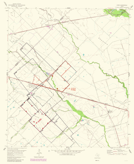 Topographical Map - Lissie Texas Quad - USGS 1983 - 23 x 28.14 - Vintage Wall Art