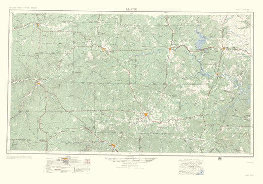 Topographical Map - Llano Texas Quad - USGS 1954 - 23 x 32.77 - Vintage Wall Art