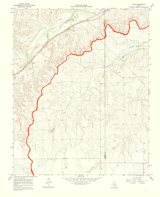 Topographical Map - Lora Texas Quad - USGS 1970 - 23 x 28.26 - Vintage Wall Art