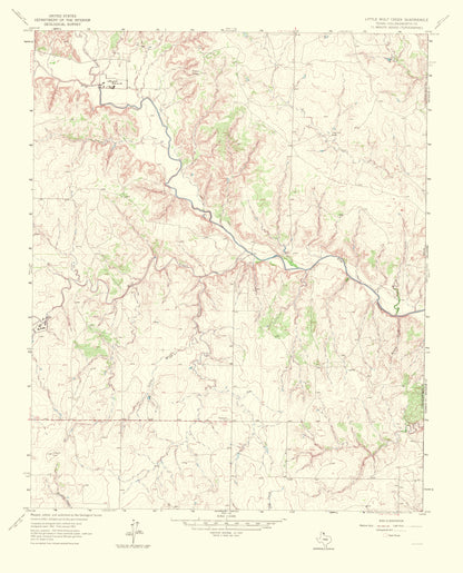 Topographical Map - Little Wolf Creek Texas Quad - USGS 1967 - 23 x 28.45 - Vintage Wall Art