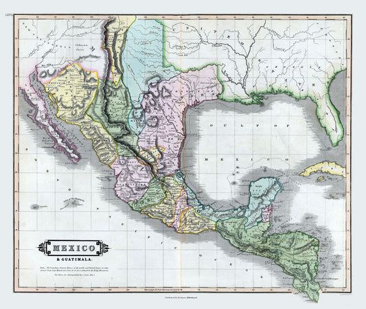 Historic Map - Mexico Guatemala - Lizars 1833 - 27.26 x 23 - Vintage Wall Art