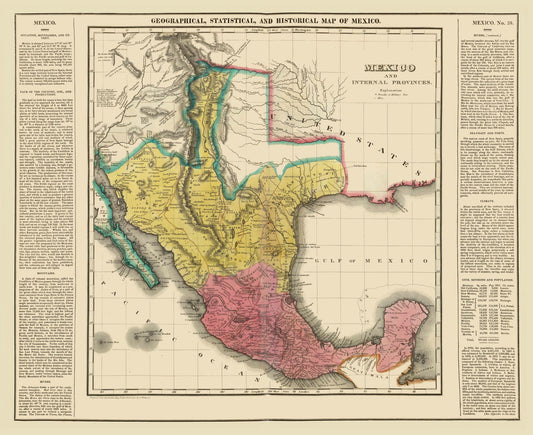 Historic State Map - Texas Mexico - Carey 1822 - 28.21 x 23 - Vintage Wall Art
