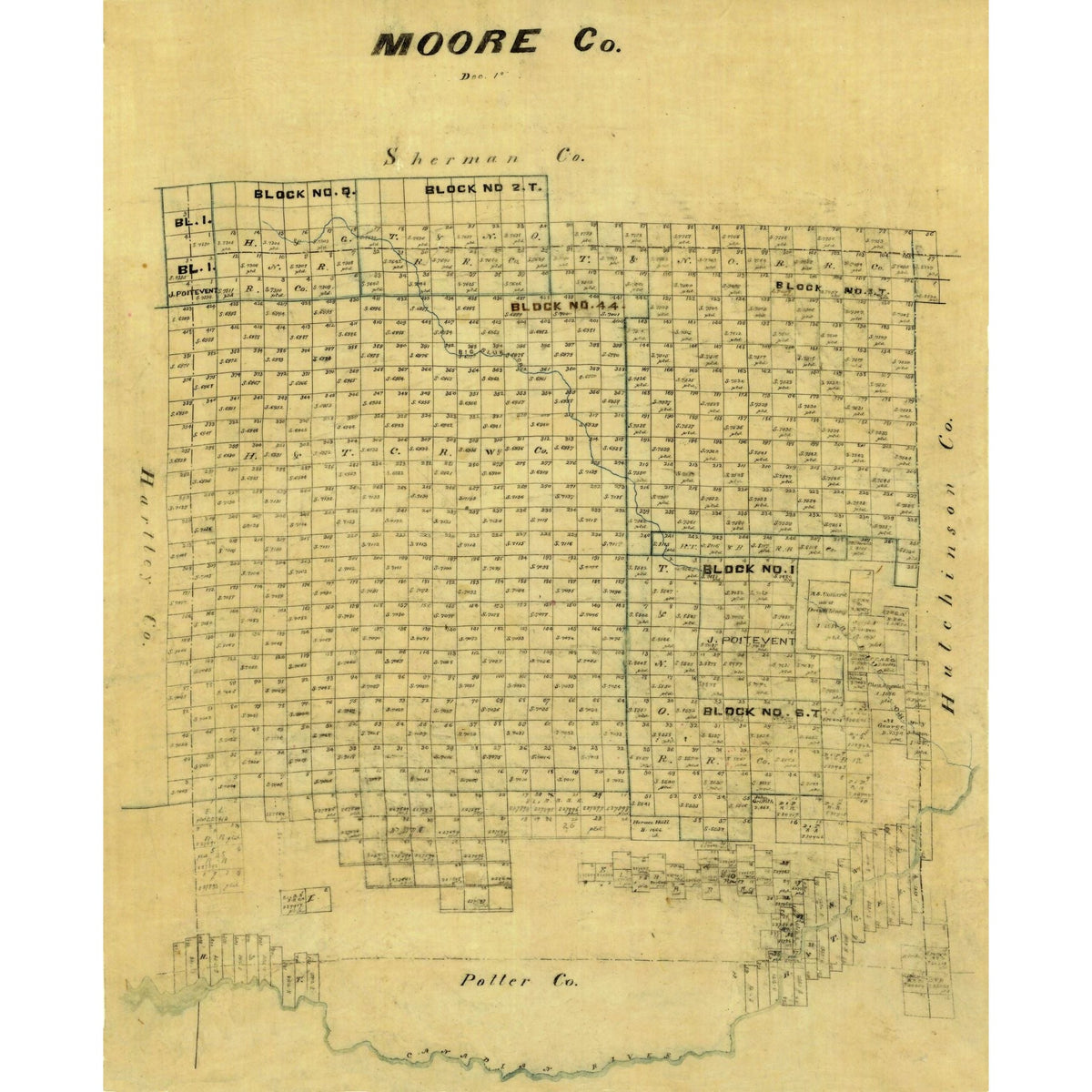 Historic County Map - Moore County Texas - General Land Office 1878 ...
