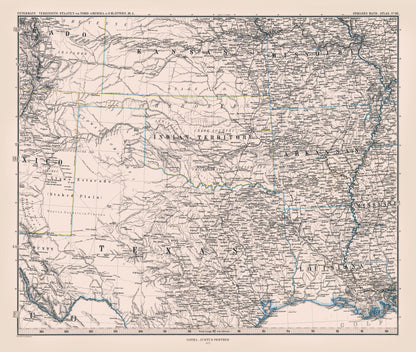 Historic State Map - North Texas - Perthes 1872 - 27.17 x 23 - Vintage Wall Art