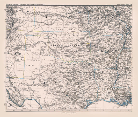 Historic State Map - North Texas - Perthes 1872 - 27.17 x 23 - Vintage Wall Art