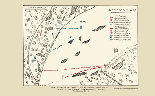 Historic War Map - Palo Alto Battle - Church News 1892 - 23 x 36.89 - Vintage Wall Art