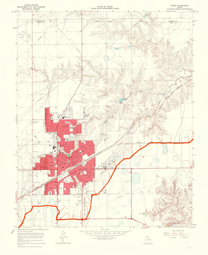 Topographical Map - Pampa Texas Quad - USGS 1968 - 23 x 28.16 - Vintage Wall Art