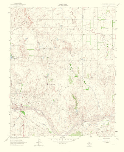 Topographical Map - Pond Creek Texas Quad - USGS 1965 - 23 x 28.12 - Vintage Wall Art