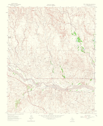 Topographical Map - Pond Creek Northwest Texas Quad - USGS 1965 - 23 x 28.24 - Vintage Wall Art