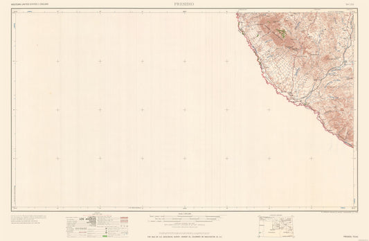 Topographical Map - Presidio Texas Quad - USGS 1959 - 35.25 x 23 - Vintage Wall Art