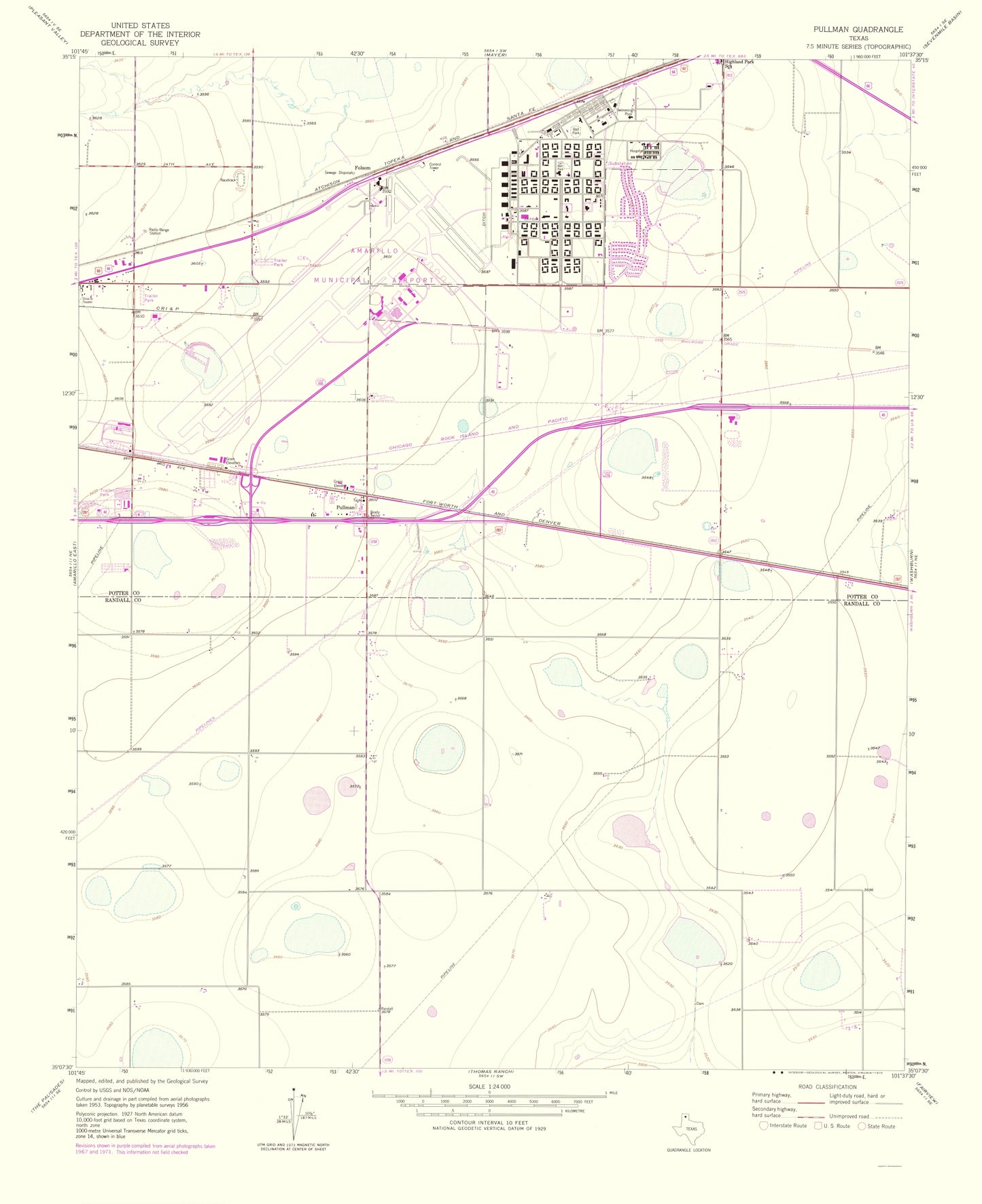 Topographical Map - Pullman Texas Quad - USGS 1975 - 23 x 28.21 - Vintage Wall Art