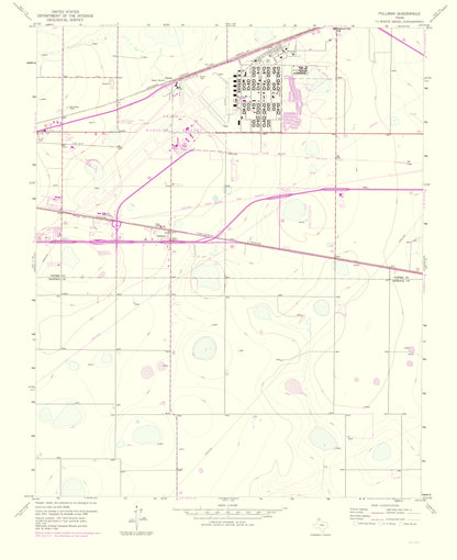 Topographical Map - Pullman Texas Quad - USGS 1975 - 23 x 28.21 - Vintage Wall Art