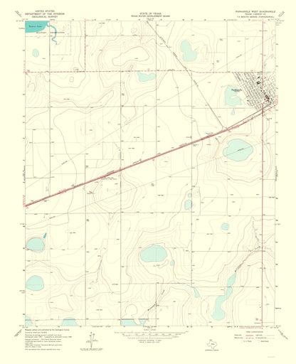 Topographical Map - Panhandle Texas West Quad - USGS 1967 - 23 x 28.30 - Vintage Wall Art