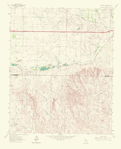 Topographical Map - Ramsdell Texas Quad - USGS 1967 - 23 x 28.35 - Vintage Wall Art