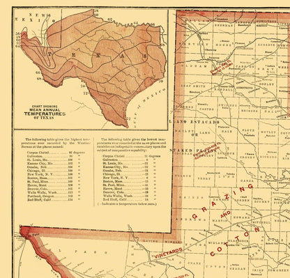 Railroad Map - Missouri Kansas and Texas Railroad - Parker 1907 - 24 x 23 - Vintage Wall Art