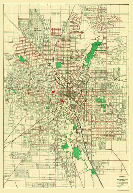 Historic City Map - San Antonio Texas - Appler 1900 - 23 x 33.27 - Vintage Wall Art