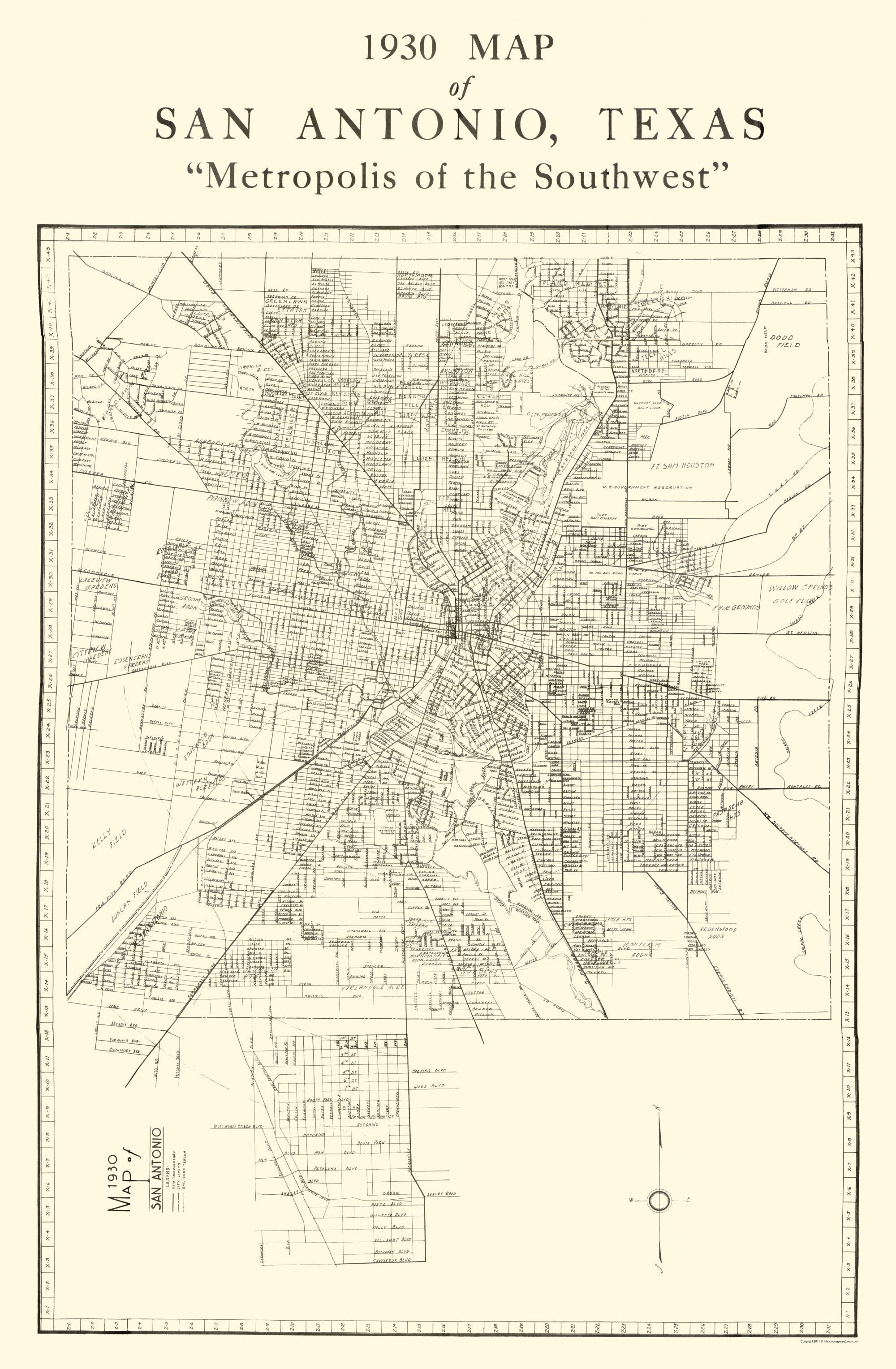 Historic City Map - San Antonio Texas - National 1930 - Vintage Wall A ...