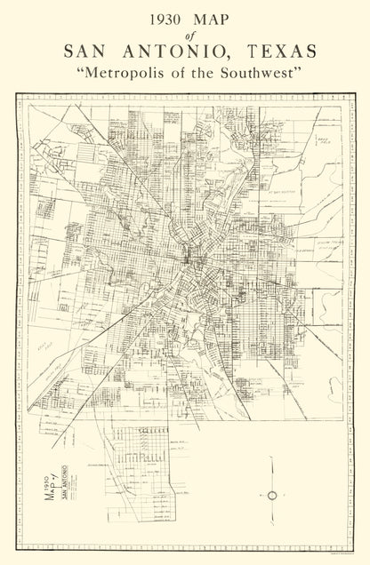 Historic City Map - San Antonio Texas - National 1930 - 23 x 35.15 - Vintage Wall Art