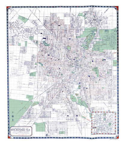 Historic City Map - San Antonio Texas - Ashburn 1940 - 23 x 26.65 - Vintage Wall Art