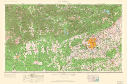 Topographical Map - San Antonio Texas Quad - USGS 1964 - 34.81 x 23 - Vintage Wall Art