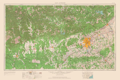 Topographical Map - San Antonio Texas Quad - USGS 1954 - 34.49 x 23 - Vintage Wall Art