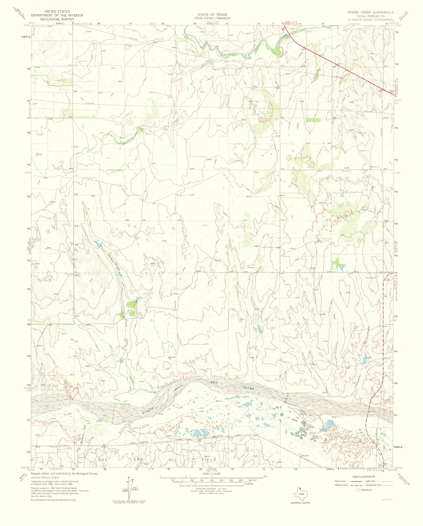 Topographical Map - Spring Creek Texas Quad - USGS 1973 - 23 x 28.59 - Vintage Wall Art