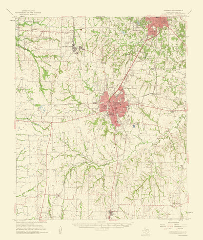 Topographical Map - Sherman Texas Quad - USGS 1959 - 23 x 27.22 - Vintage Wall Art