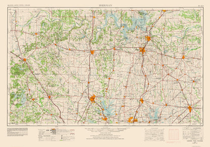 Topographical Map - Sherman Texas Quad - USGS 1954 - 32.80 x 23 - Vintage Wall Art