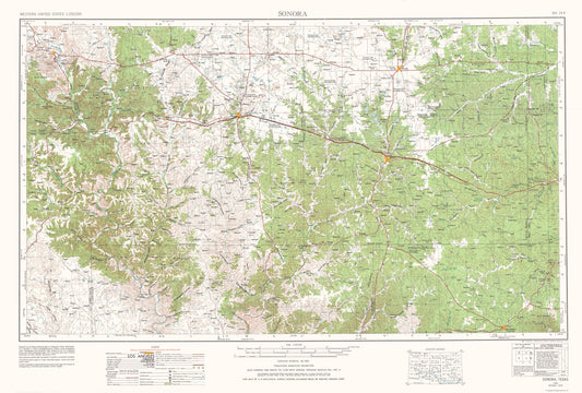 Topographical Map - Sonora Texas Quad - USGS 1954 - 34.06 x 23 - Vintage Wall Art