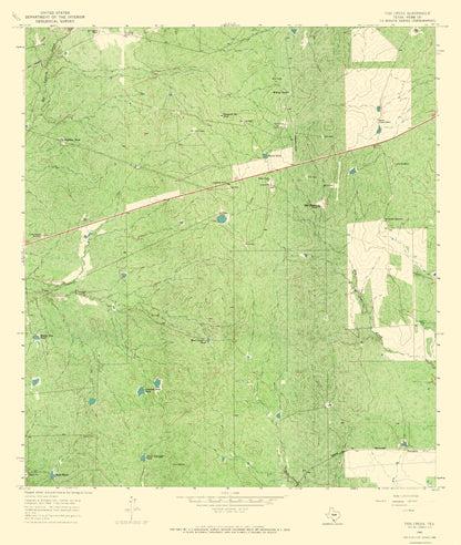 Topographical Map - Tios Creek Texas Quad - USGS 1965 - 23 x 27.18 - Vintage Wall Art