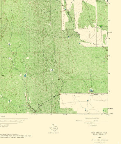 Topographical Map - Tios Creek Texas Quad - USGS 1965 - 23 x 27.18 - Vintage Wall Art